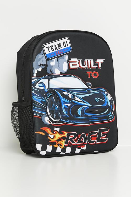 Racer 3d embossed backpack - black