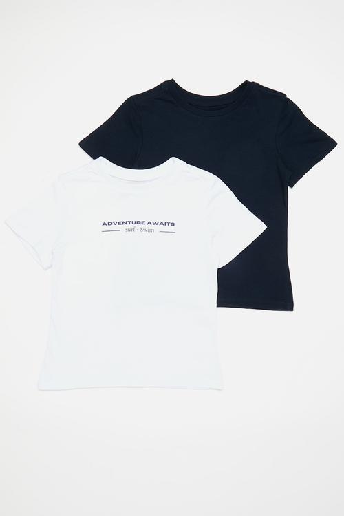 2 Pack graphic tee - whte/navy 