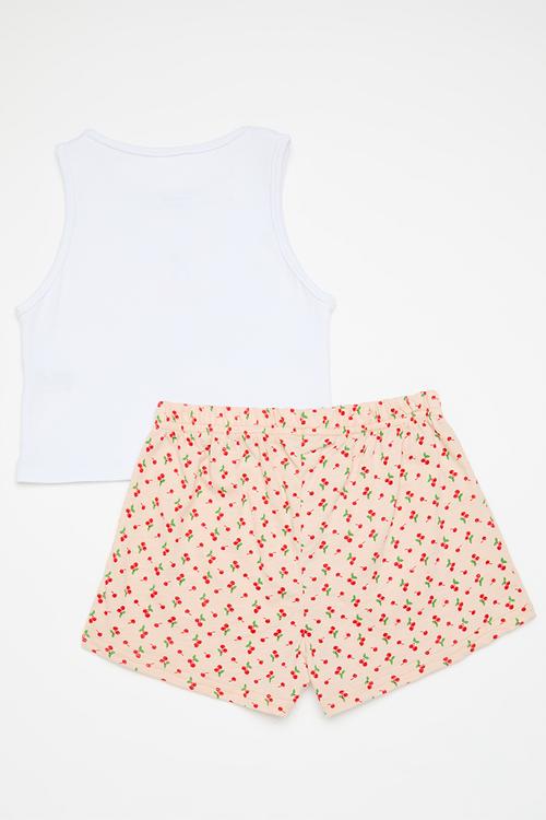 Pj set - white/cherry