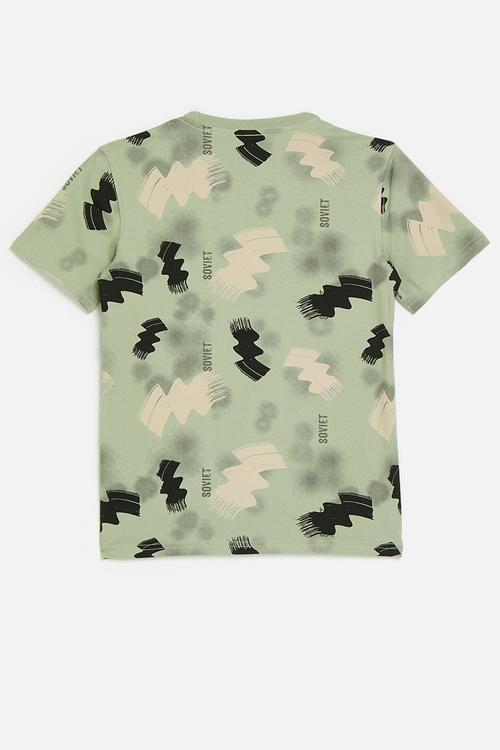 Boys rotary print T-shirt - sage