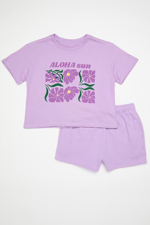 Tee & shorts set - lilac/lilac