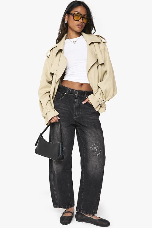 Barrel leg denim jean - dark grey