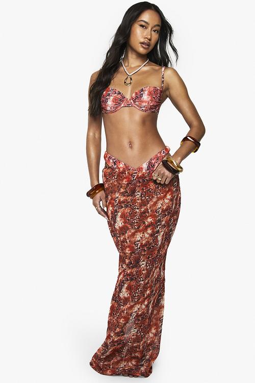 Premium swim abstract mesh maxi beach skirt - multi