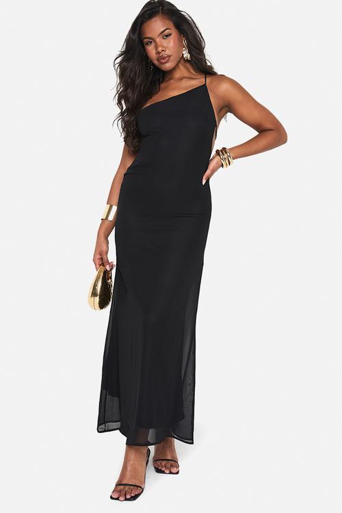 Asymmetric column maxi dress _ black