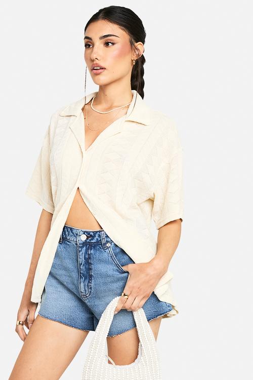 Raw hem denim short - mid wash
