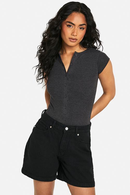Denim boyfriend short -  true black