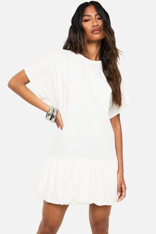 Puffball t-shirt dress - white