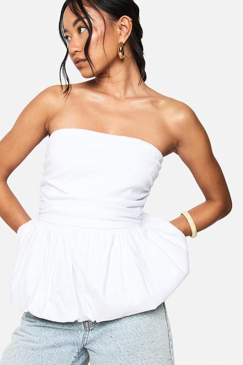 Bengaline bandeau puffball top - white