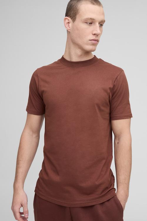 Basic Slim Fit Crew Neck T-Shirt - Chocolate