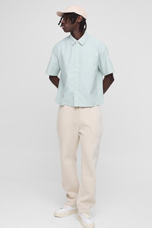 Oversized Boxy One Pocket Collared Shirt - Green