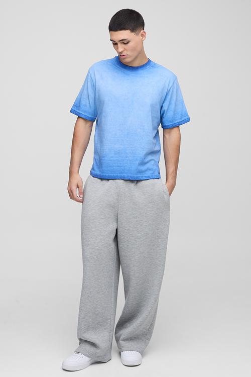 Boxy Washed Crew Neck T-Shirt - blue