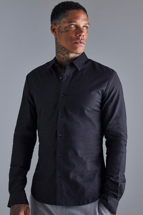 Long Sleeve Stretch Fit Shirt - Black