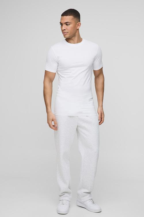 Basic Muscle Fit Crew Neck T-Shirt - White