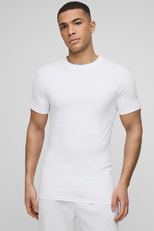 Basic Muscle Fit Crew Neck T-Shirt - White