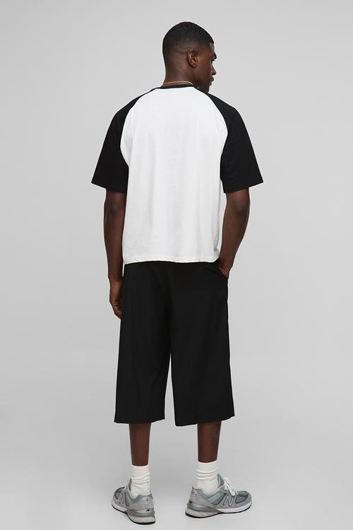 Oversized Boxy Official Contrast Raglan T-shirt - Ecru
