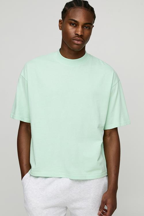 Oversized Boxy Extended Neck T-shirt - Mint