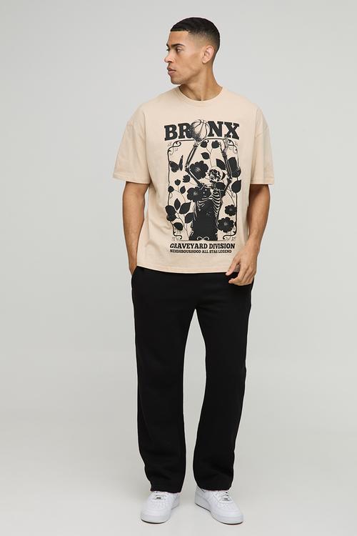 Oversized Bronx Gothic Floral Print T-shirt - Sand