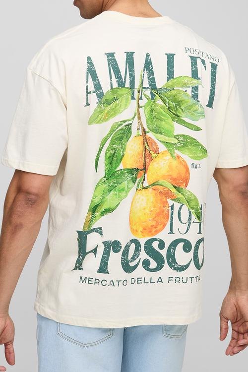 Oversized Amalfi Lemon Print T-shirt - Ecru