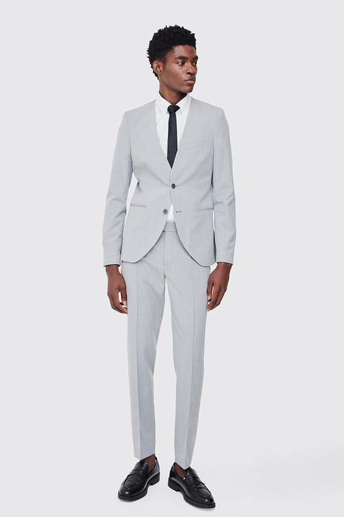 Fixed Waist Slim Pintuck Tailored Trousers - Grey