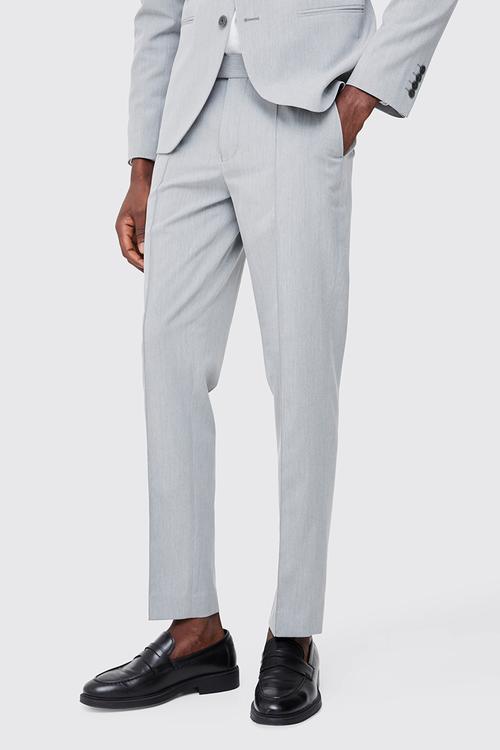 Fixed Waist Slim Pintuck Tailored Trousers - Grey