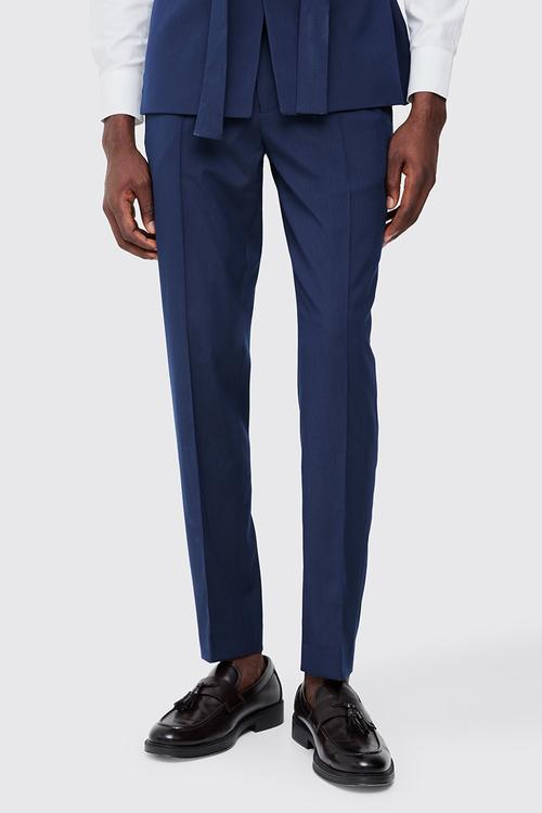 Fixed Waist Slim Pintuck Tailored Trousers - Navy