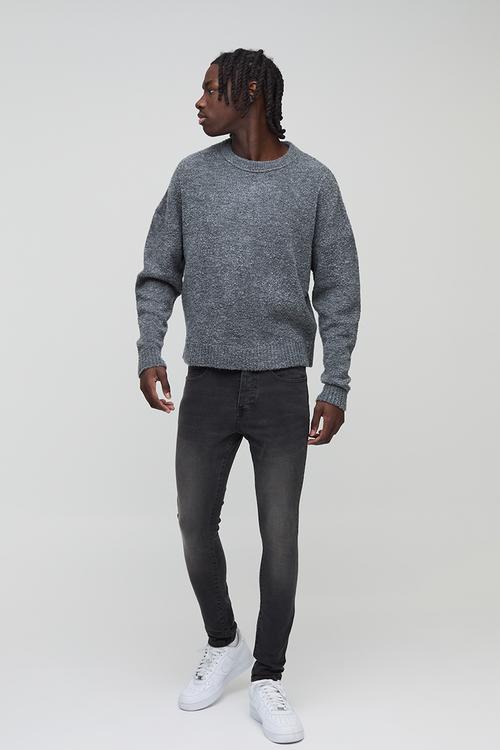 Super Skinny Stretch Washed Jeans - Charcoal