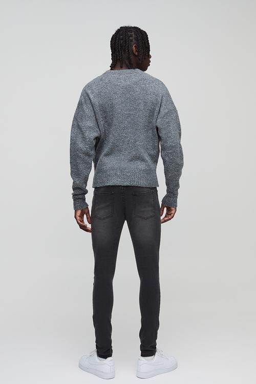 Super Skinny Stretch Washed Jeans - Charcoal