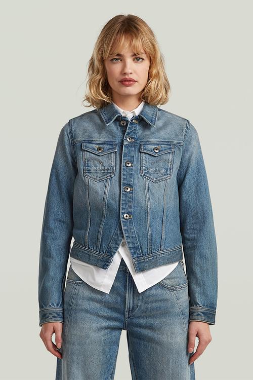 Pitched Hem Slim Jacket Wmn - Mid Wash