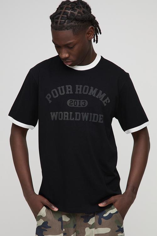 Regular Fit Pour Homme Ringer T-Shirt - Black