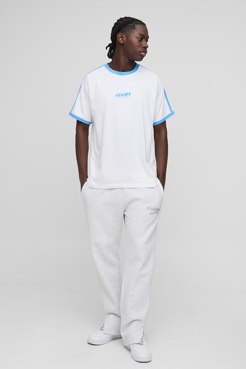 Regular Fit Man Raglan Sleeve Ringer T-Shirt - White