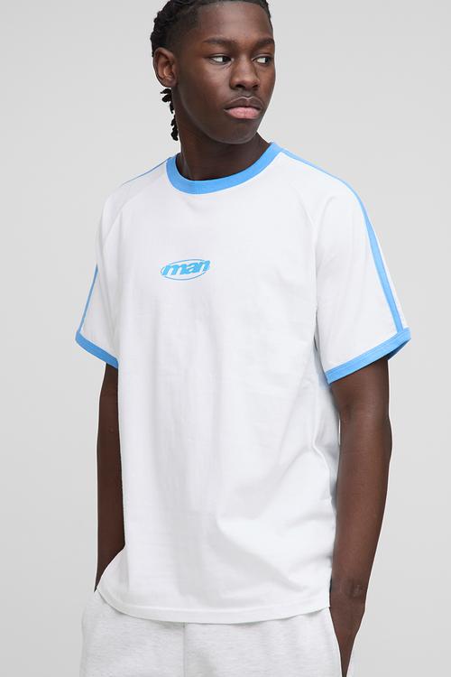 Regular Fit Man Raglan Sleeve Ringer T-Shirt - White