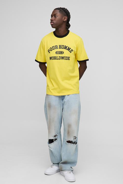 Regular Fit Pour Homme Ringer T-Shirt - Yellow