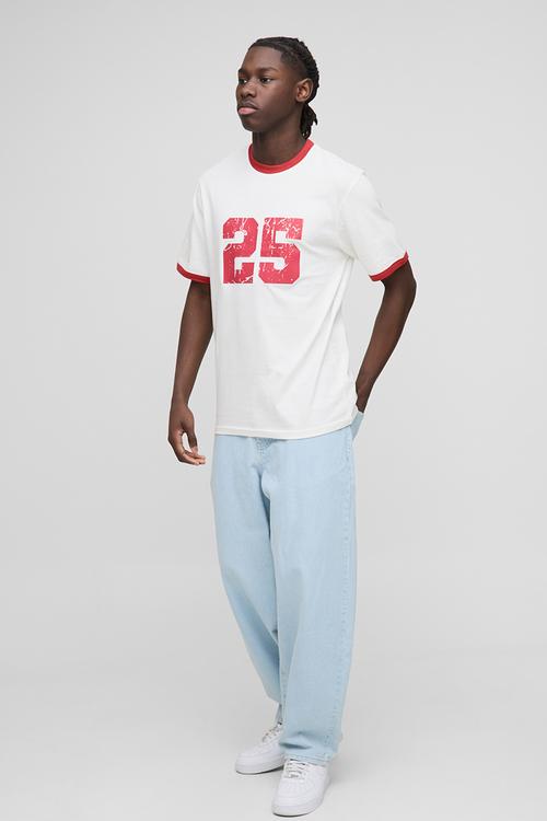 Regular Fit Varsity Print Ringer T-Shirt - Ecru