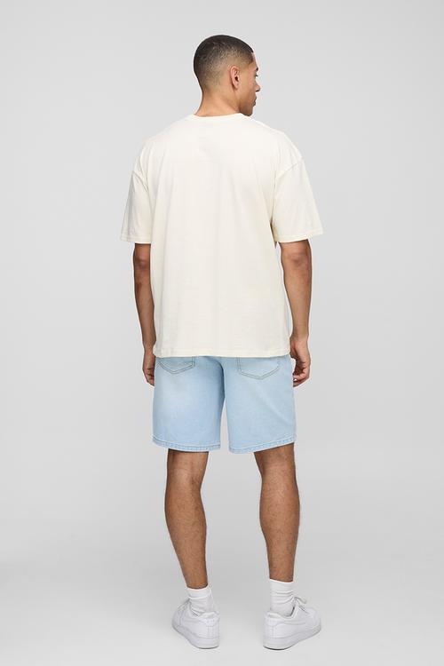 Oversized Olive Print T-Shirt - Ecru