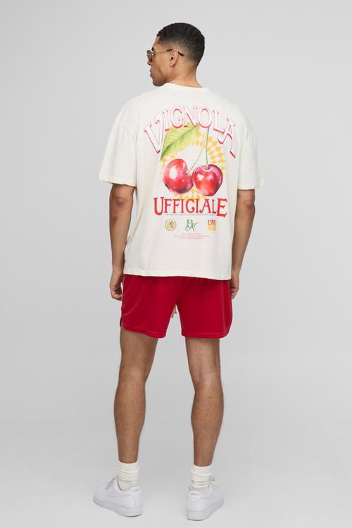 Oversized Vignola Cherry Print T-Shirt - ecru