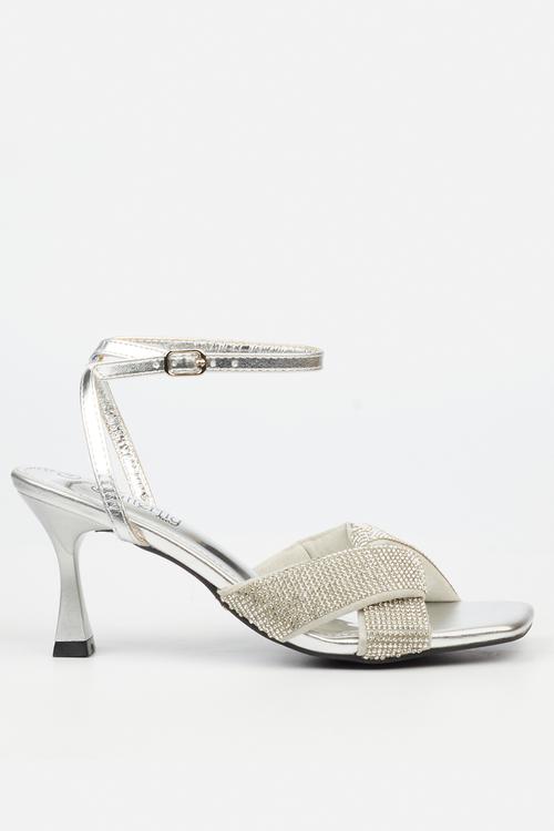 Ambur 1 Open Toe Ankle Strap - Silver