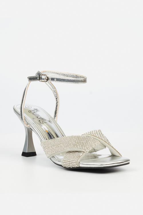 Ambur 1 Open Toe Ankle Strap - Silver