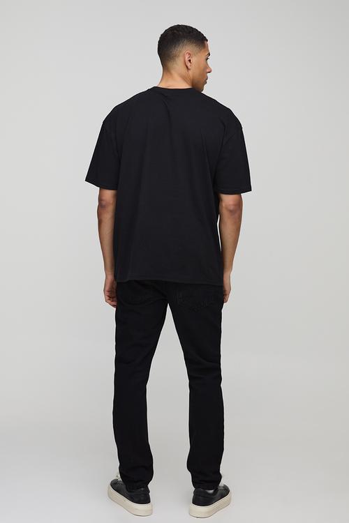 Oversized Heartless Floral Skull Graphic T-Shirt - Black