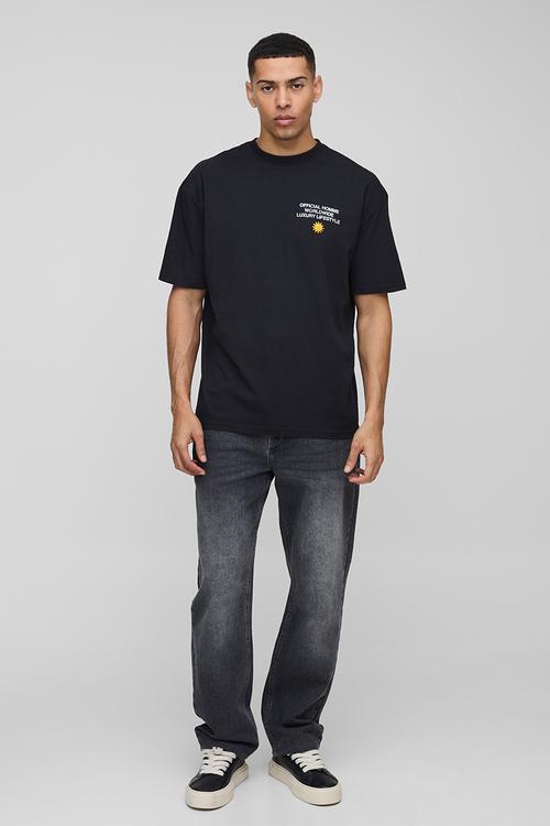 Oversized Ibiza Sunset Chaser Graphic T-Shirt - Black