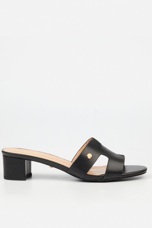 Bina 3 h-cut low block heel - black