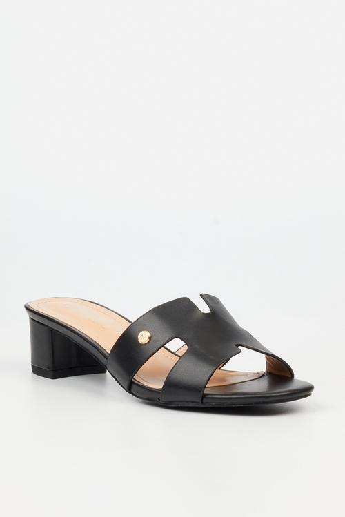 Bina 3 h-cut low block heel - black