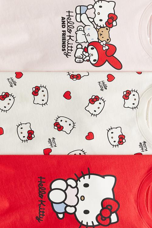 3-Pack printed jersey tops - red/hello kitty