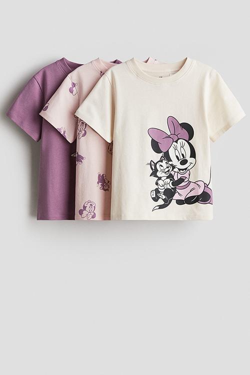 3-Pack printed jersey tops - purple/minnie mouse 