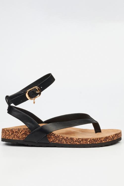 QORK 11 Comfort Sock Toe Thong Qork Sandal - Black