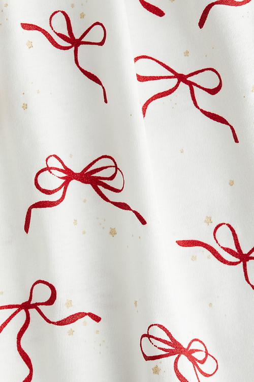 Patterned jersey dress - white/bows