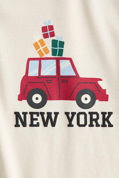 Printed T-shirt - light beige/new york 