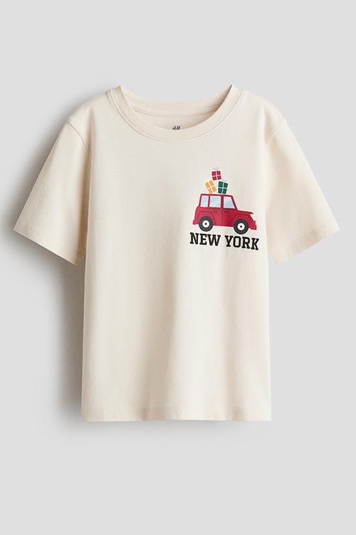 Printed T-shirt - light beige/new york 