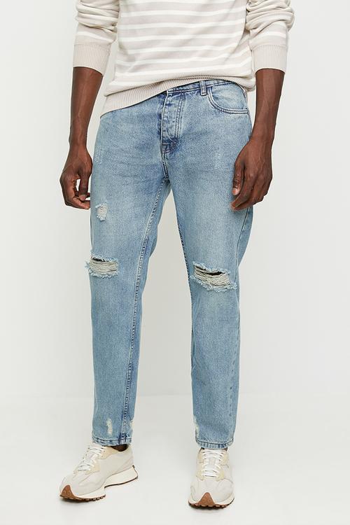 Loose Fit Denim Jean - Light Blue Wash Regular Length