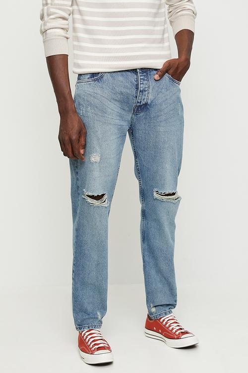 Loose Fit Denim Jean - Light Blue Wash Long Length