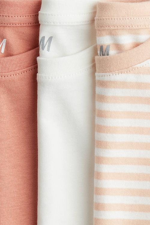 3-Pack cotton tops - pink/striped